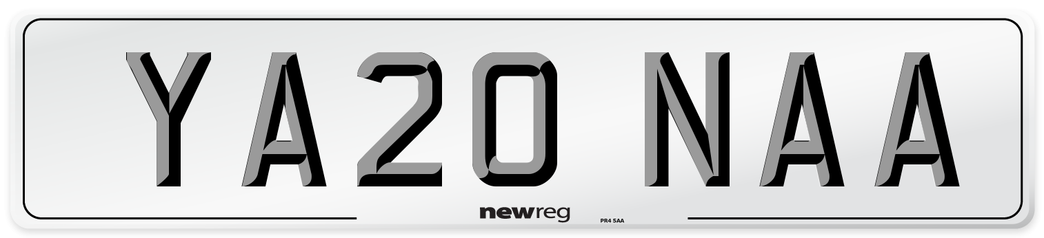 YA20 NAA Number Plate from New Reg